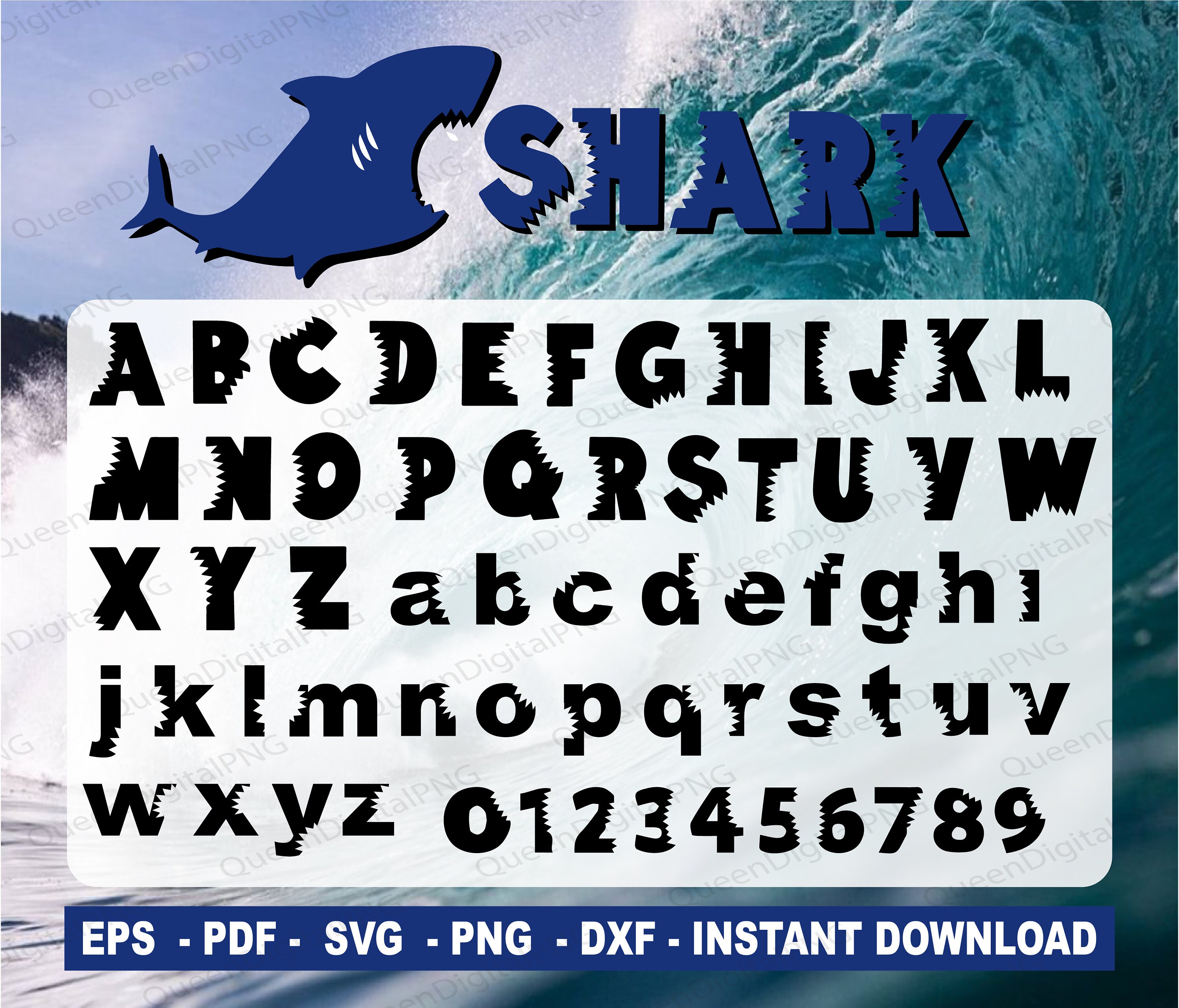 Shark Font Png,shark Font Svg,cuttable Fontink,shark Font Silhouette