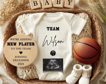 Basketball Baby Pregnancy Announcement, Editable Little Baby Sports Reveal Template