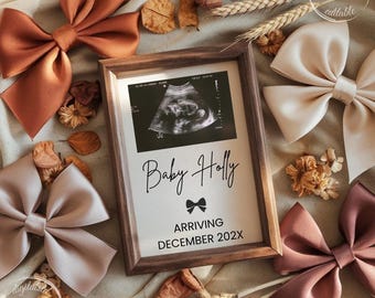 Pastel Bow Girl Pregnancy Announcement, Editable Messy Coquette Baby Reveal