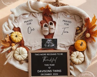 Twins Thanksgiving Pregnancy Announcement, Editable Fall Twins Baby Reveal Template