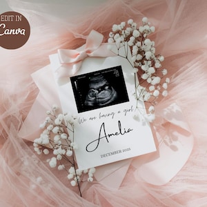 Es ist ein Mädchen-Baby-Gender Reveal, einfache rosa Mädchen-Schwangerschaftsankündigung, Social Media Digital Schwangerschaftsankündigung Gender Reveal Minimal