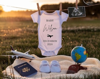 Travel-Themed Pregnancy Announcement, Editable Adventurous Baby Reveal Template