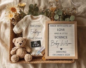 Simple IVF Pregnancy Announcement, Editable Love & Science Baby Reveal Template
