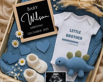 Little Brother Pregnancy Announcement: Social Media Gender Reveal (Digital Template)