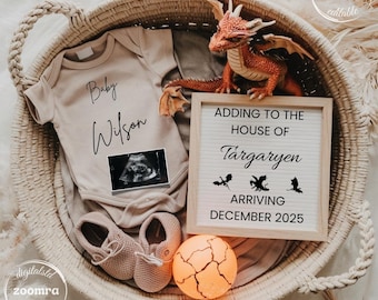Simple Boho Dragon Pregnancy Announcement,Baby Dragon Egg Gender Reveal,