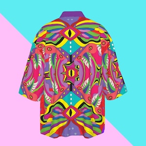 Rave Angel Unisex Kimono – Festival & Rave Outfit , Pool Party Kimono, Unique Festival Wear , Gender Neutral Burning Man Kimono