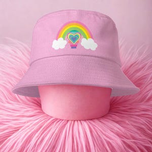 Barbie Girl Bucket Hat – Reversible Pink Festival Hat, Cute Rave Outfit Accessory, Double-Side Print, Colorful Fashion Y2K Style