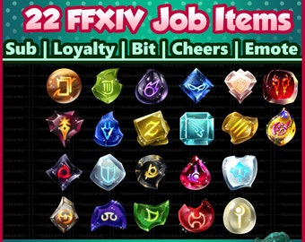 Fanart Confezione da 22 FFXIV Soul Crytals ~ Twitch Sub / Fedeltà / Bit / Applausi / Badge emote