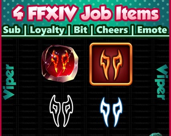 Fanart 4 Pack FFXIV Job ~ Viper ~ Twitch Sub / Fedeltà / Bit / Saluti / Badge emote