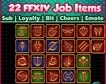 Fanart Confezione da 22 oggetti lavoro FFXIV ~ Twitch Sub / Fedeltà / Bit / Saluti / Badge emote