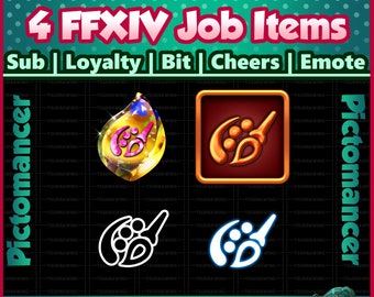 Fanart 4 Pack FFXIV Job ~ Pictomancer ~ Twitch Sub / Fedeltà / Bit / Saluti / Badge emote