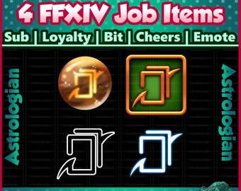 Fanart 4 Pack FFXIV Job ~ Astrologo ~ Twitch Sub / Lealtà / Bit / Saluti / Emote Badges