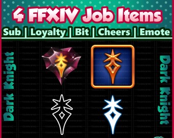 Fanart 4 Pack FFXIV Job ~ Dark Knight ~ Twitch Sub / Lealtà / Bit / Saluti / Emote Badges