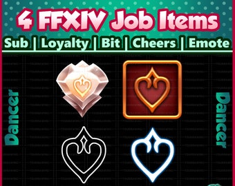 Fanart 4 Pack FFXIV Job ~ Ballerino ~ Twitch Sub / Lealtà / Bit / Saluti / Emote Badges