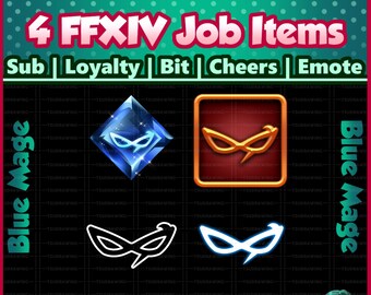 Fanart 4 Pack FFXIV Job ~ Blue Mage ~ Twitch Sub / Lealtà / Bit / Saluti / Emote Badges