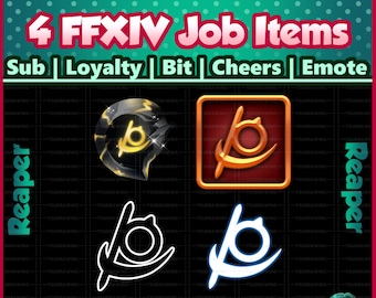 Fanart 4 Pack FFXIV Job ~ Reaper ~ Twitch Sub / Lealtà / Bit / Saluti / Emote Badges