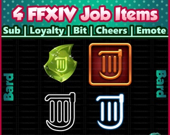Fanart 4 Pack FFXIV Job ~ Bard ~ Twitch Sub / Lealtà / Bit / Saluti / Emote Badges