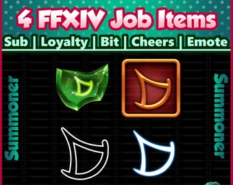 Fanart 4 Pack FFXIV Job ~ Summoner ~ Twitch Sub / Lealtà / Bit / Saluti / Emote Badges