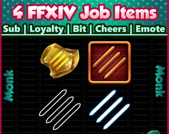 Fanart 4 Pack FFXIV Job ~ Monaco ~ Twitch Sub / Lealtà / Bit / Saluti / Emote Badges
