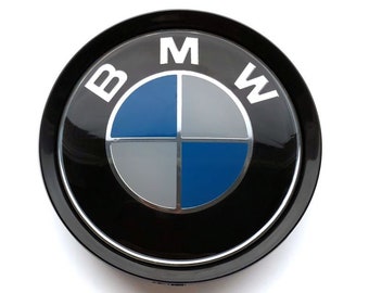4 Stück 75 mm/70 mm BMW-Radnabenkappen, weiße/blaue Felgendeckel-Abzeichen aus Aluminiumlegierung