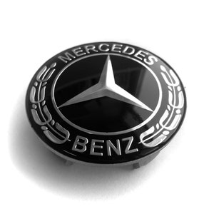 4 items 65 mm / 55 mm Mercedes wielnaafdoppen BLACK LAUREL