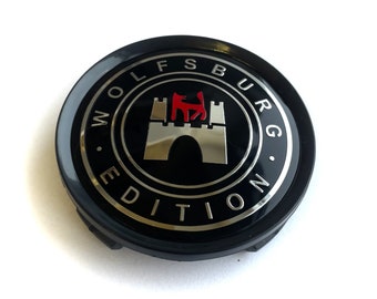 4 items 75mm / 70mm Wolfsburg wheel center hub caps covers new logo