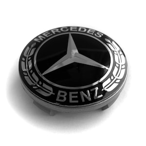 4 items 57 mm / 52 mm Mercedes Benz wielnaafdoppen BLACK LAUREL