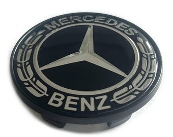 4 items 69mm / 56mm Mercedes Benz wheel center hub caps covers black laurel new logo