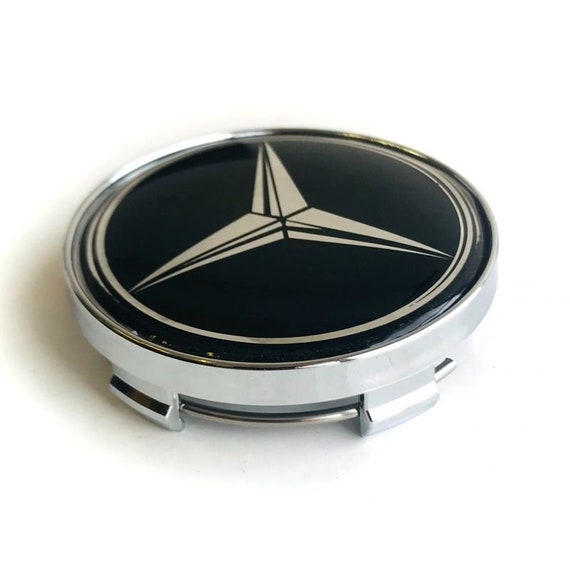Chapeaux de moyeu Mercedes - enjoliveurs de moyeu de roue argent - couronne  noire 
