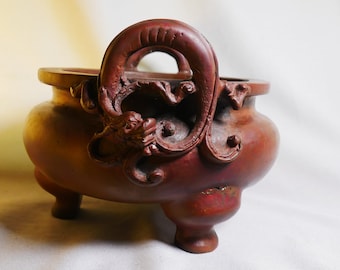 Dragon Bronze 从故宫铜 Ming Dynasty Xuande tripod incese burner copper gold patina silver genuine art handmade