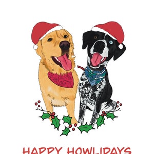 Portrait d'animal de compagnie personnalisé, portrait d'animal de compagnie de Noël à partir d'une photo, dessin d'animal de compagnie de vacances personnalisé, illustration de chien de Noël, illustration de chat de Noël