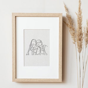 Custom Family Line Art, Custom Family Portrait, Faceless Drawing, Couples One Line Drawing From Photo, Minimalist Illustration image 3