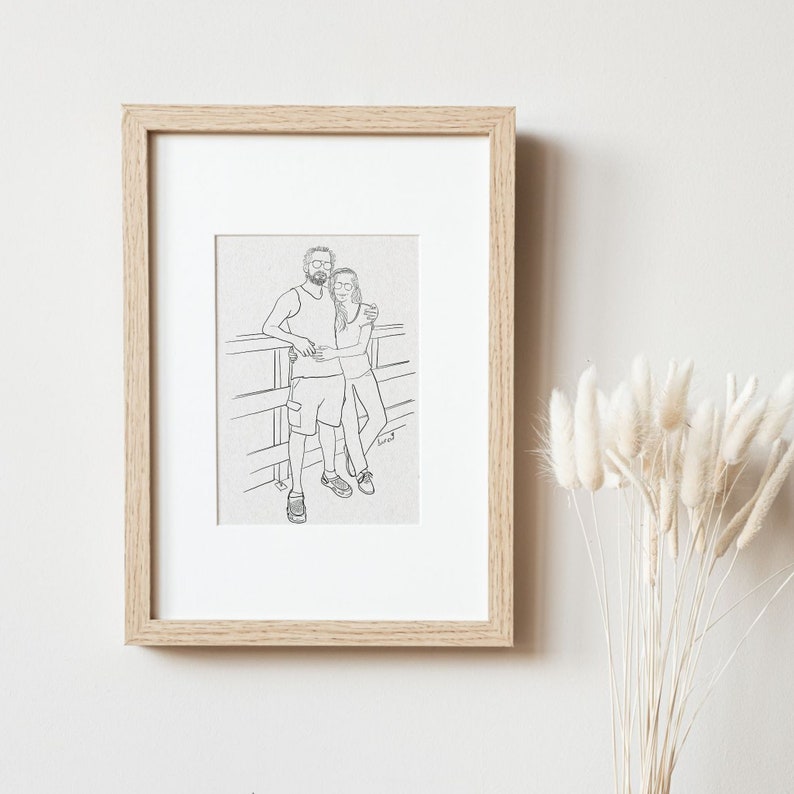 Custom Family Line Art, Custom Family Portrait, Faceless Drawing, Couples One Line Drawing From Photo, Minimalist Illustration image 1