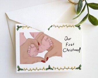 Baby’s First Christmas Card, Baby Christmas Card, 1st Christmas As Mummy Card, Instant Download Christmas Card From Baby