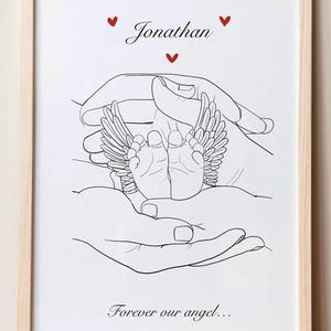 Verlust des Babys Druck, Fehlgeburt Geschenk, Totgeborener Geschenk, Engel Baby Linie Zeichnung, Fehlgeburt Gedenkstätte, Säugling Verlust Kunst Sympathie Geschenk