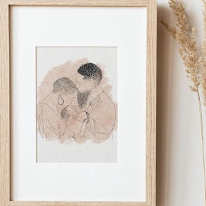 Valentine’s Line Drawing, Custom Family Portrait, Faceless Drawing,  Dog Mom Drawing, One Line Drawing From Photo, Minimalist Illustration