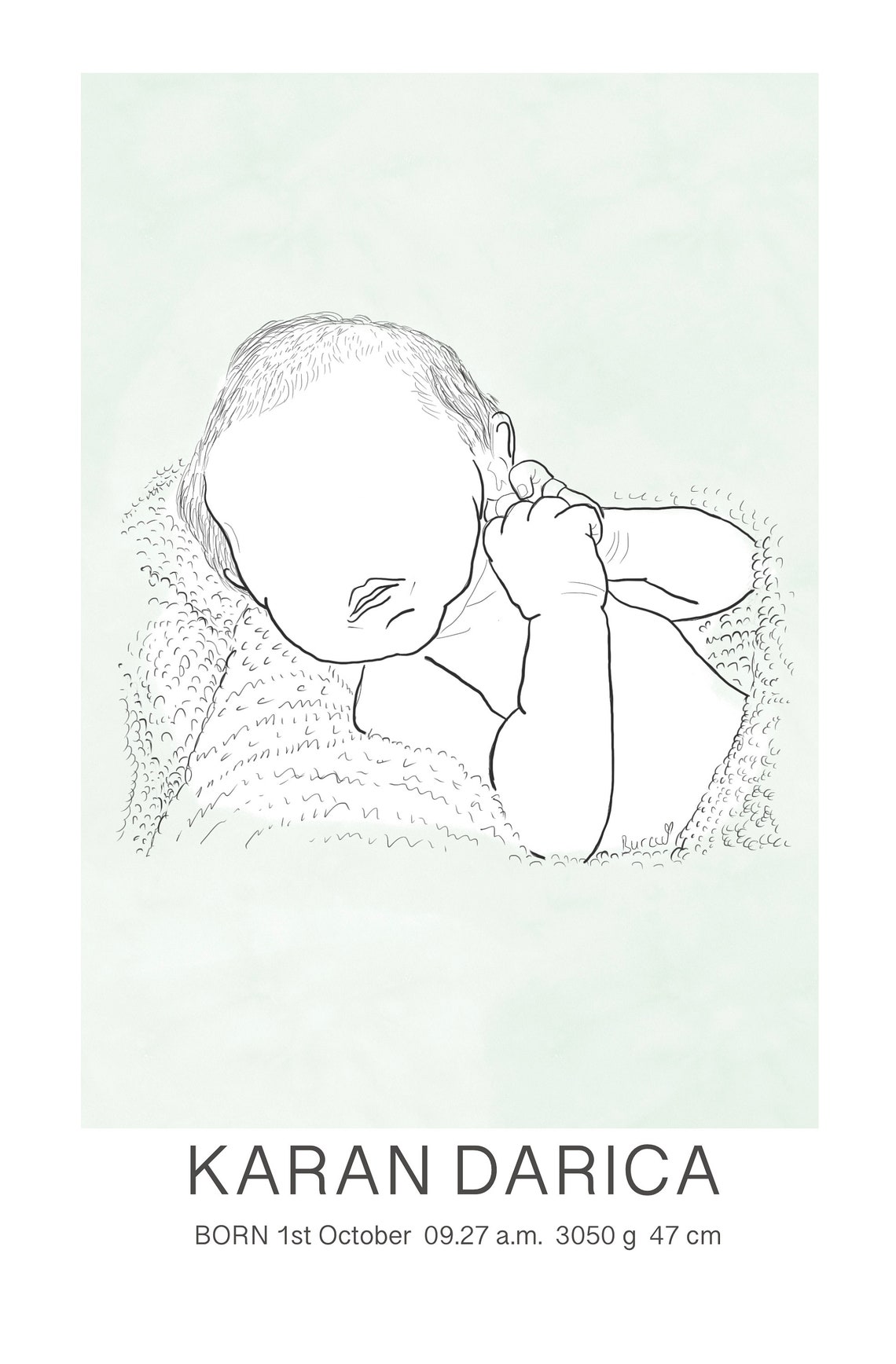 Custom Baby Birth Poster, Newborn Poster, Custom Baby Portrait, Baby