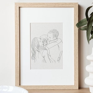 Custom Line Drawing Print, Custom Family Portrait, Faceless Drawing,  Dog Mom Drawing, One Line Drawing From Photo, Minimalist Illustration,