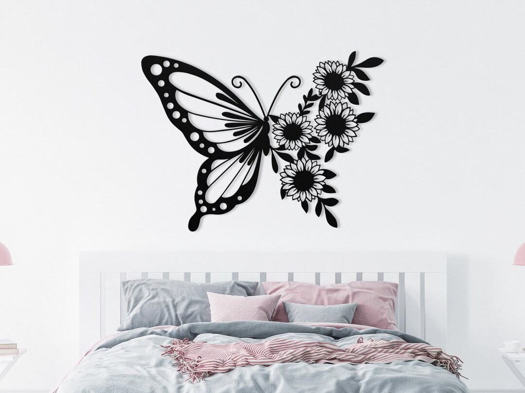 Metal Butterfly Wall Art, Butterfly Wall Art, Butterfly Sunflowers