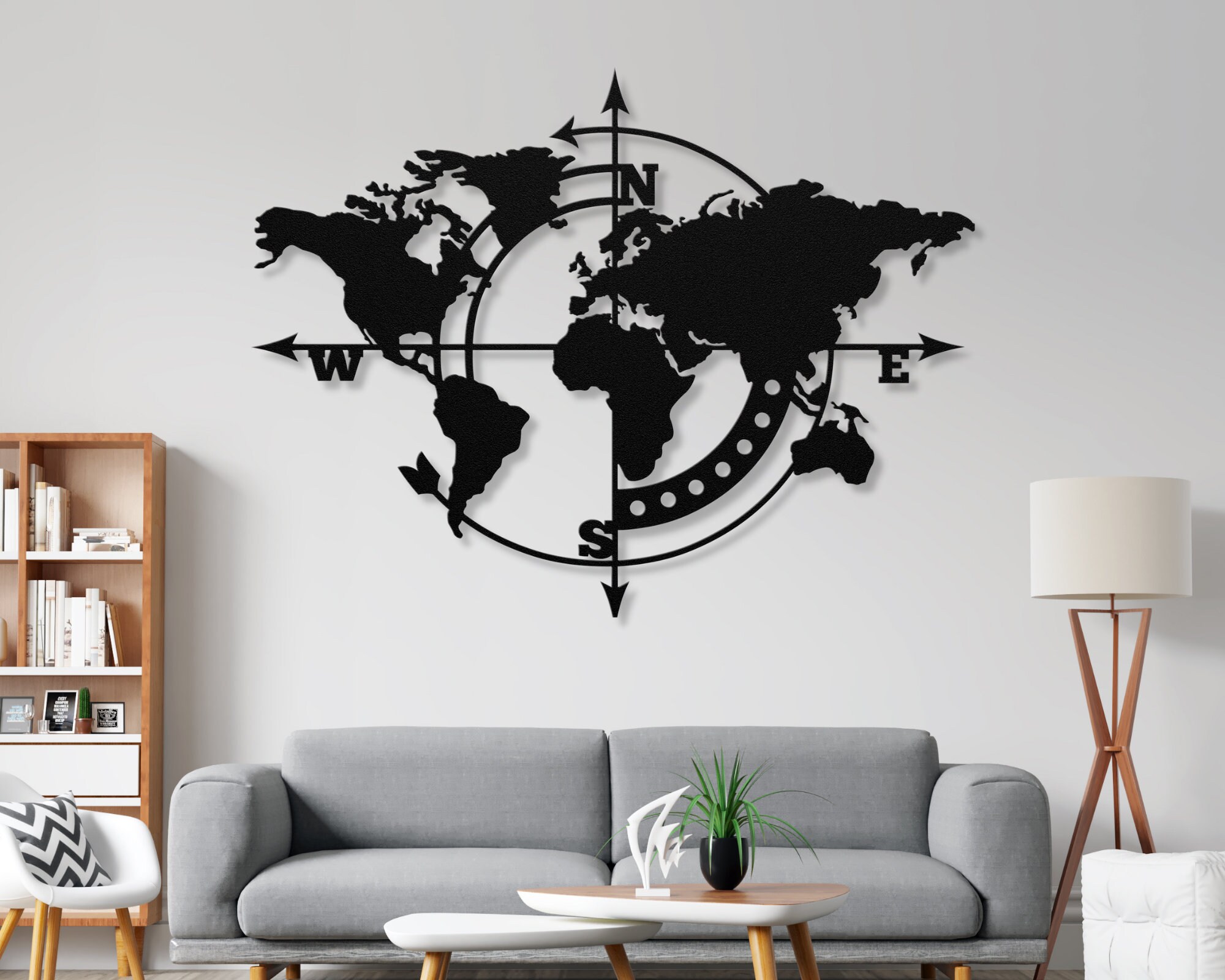World Map Metal Wall Art World Map Art Home Decor Living Etsy