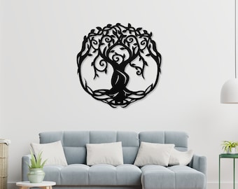 Tree of Life Metal Wall Art, Tree of Life Wall Decor, Metal Tree of Life, Family Tree, Round Tree Sign, Housewarming Gift, Home Tree Decor