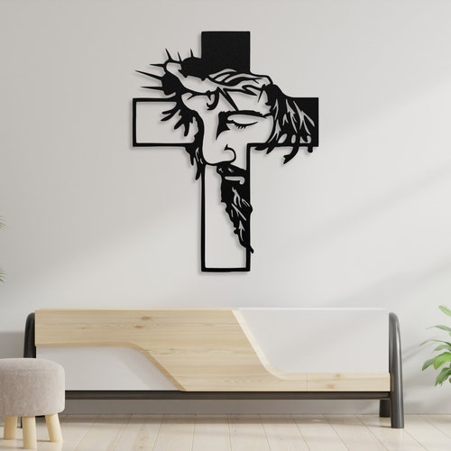 Faith Cross Metal Wall Art Religious Jesus Wall Decor Etsy