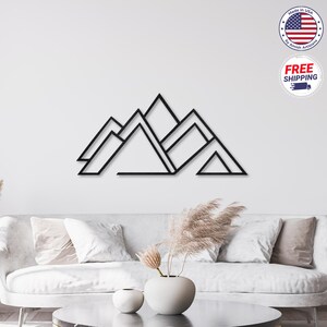 Mountain Wall Art, Large Mountain Metal Wall Art, Geometric Mountain Metal Wall Art, Nature Metal Decor, Minimalist Wall Decor, Housewarming