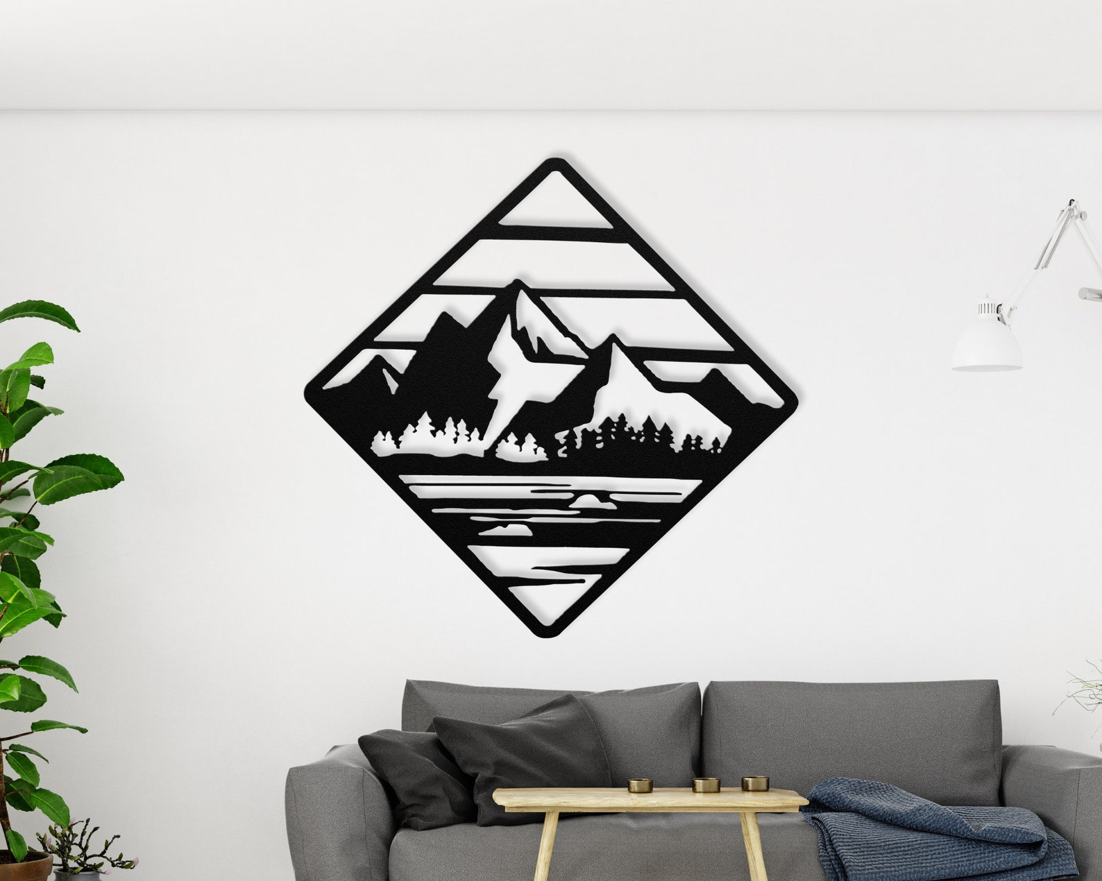 Mountain Metal Wall Art Forest Wall Decor Mountain Range Etsy