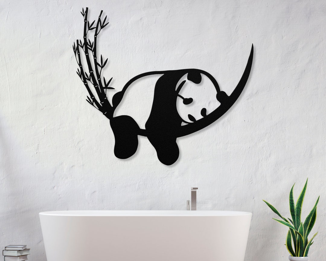 Panda Gifts, Wall Wall Art Metal Sleeping Home Etsy Nursery Panda - Art, Decor, Decoration Panda