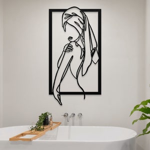 Female Line Art Metal, Minimalist Line Art, Home Wall Art, Metal Wall Decor, Metal Art, Bathroom Decor, Housewarming Gift