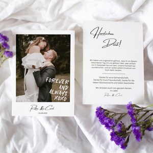 Por siempre y para siempre xoxo- tarjeta de agradecimiento, boda, | Descarga instantánea, imprimible, plantilla, texto 100% editable en Canva. Inglés y alemán