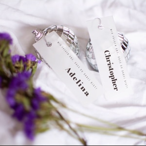 Let&#39;s Dance! Place cards, wedding, place cards, name cards, personalized, celebration, disco, table decoration on transparent paper