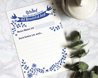 Happy & Happinesses - 10 pieces of creative question cards, guest book cards with questions to fill out, guest book alternative, wedding guest book