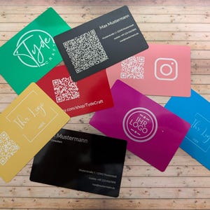 Personalisierte Premium Aluminium Visitenkarten | Individuelles Design mit Logo, Text & QR-Code | Verschiedene Farben